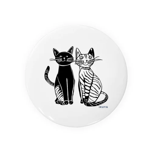 白と黒の二匹の猫 Tin Badge