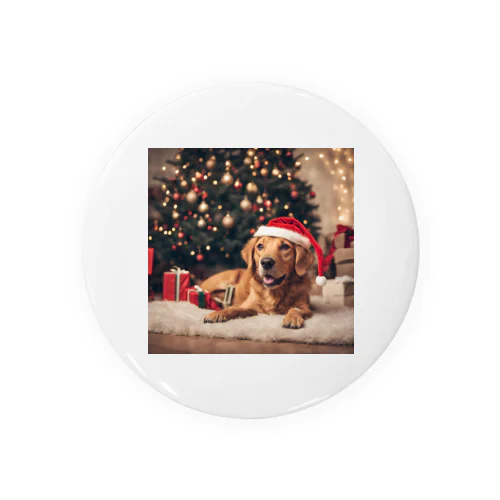 クリスマスを満喫する犬 Tin Badge