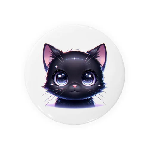 かわいい黒猫のクローズアップイラスト Tin Badge