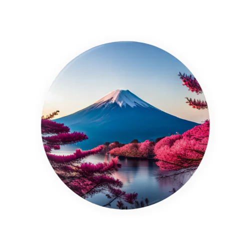 富士山と紅葉、そして湖のグッズ Tin Badge