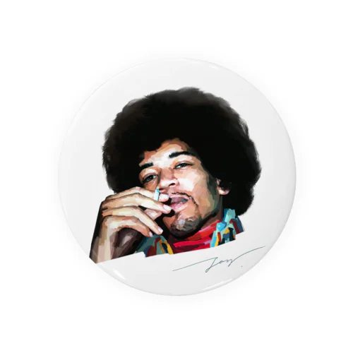 ジミヘン ジミヘンドリックス Jimi Hendrix イラスト 絵 ロック ギター ギターリスト ブルース Tin Badge