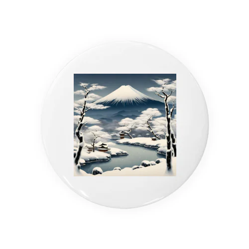 日本の風景　冬の富士山 Tin Badge