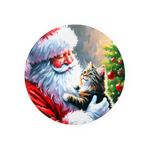 Santa and a Cat Tin Badge