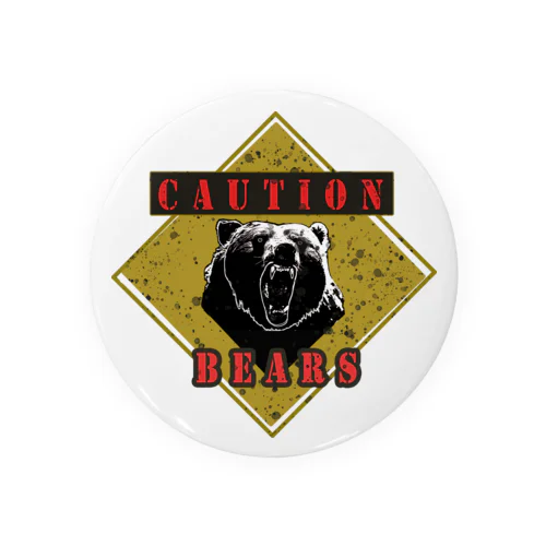 CAUTION- Bear　２ Tin Badge