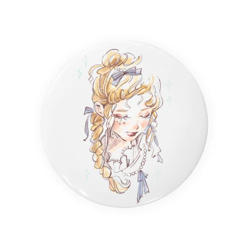 前髪カールの女の子 Tin Badge