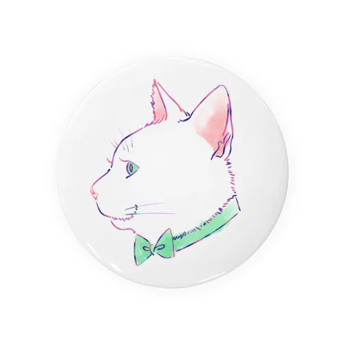 White cat Tin Badge