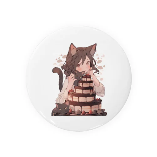 ネコちゃんとチョコレートケーキ Tin Badge