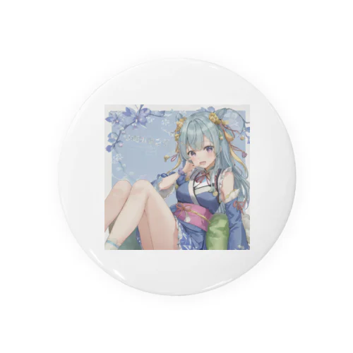 着物の少女 Tin Badge