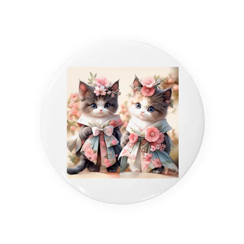 二匹子猫イラスト Tin Badge