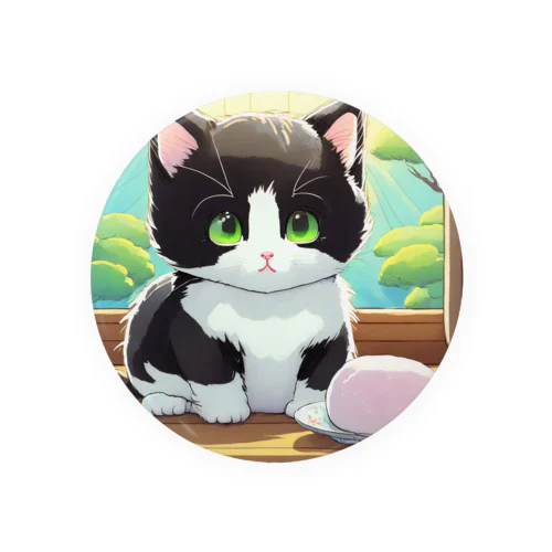お餅と白黒猫 Tin Badge