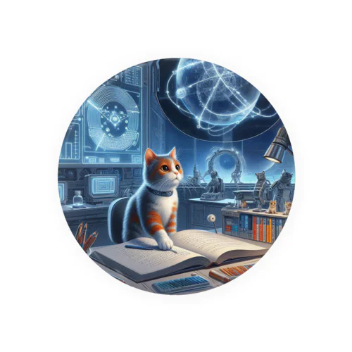 未来の学校で宇宙科学を学ぶ猫 Tin Badge