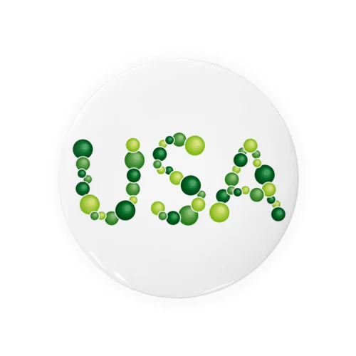 バルーン文字「USA」（緑色系） 缶バッジ