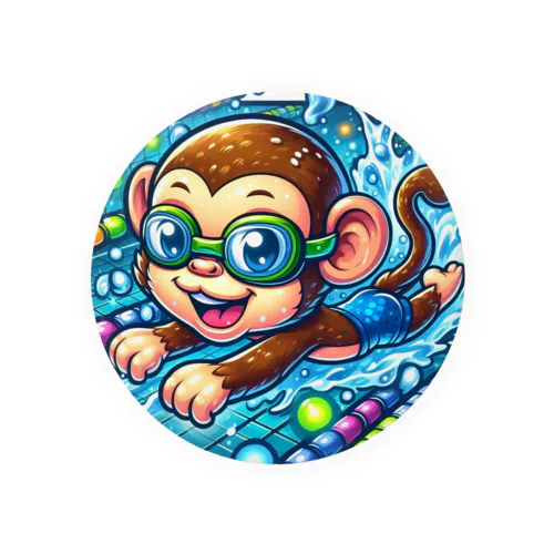 Swimming monkey 缶バッジ