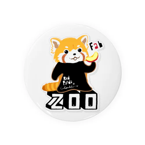 レッサーパンダ 0625 ZOOロゴ りんご大好き柄 Tin Badge