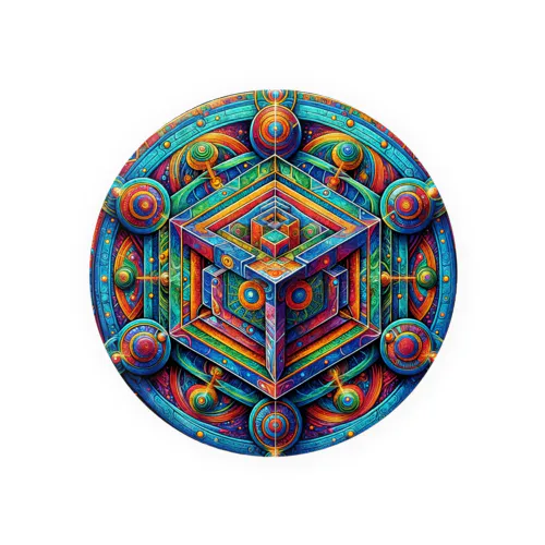 フラクタル超次元立方体〈神の家〉🏠サイケデリックタリスマン Tin Badge