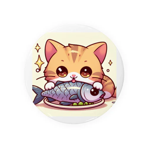 魚を前にドヤ顔にゃんこ☆ Tin Badge