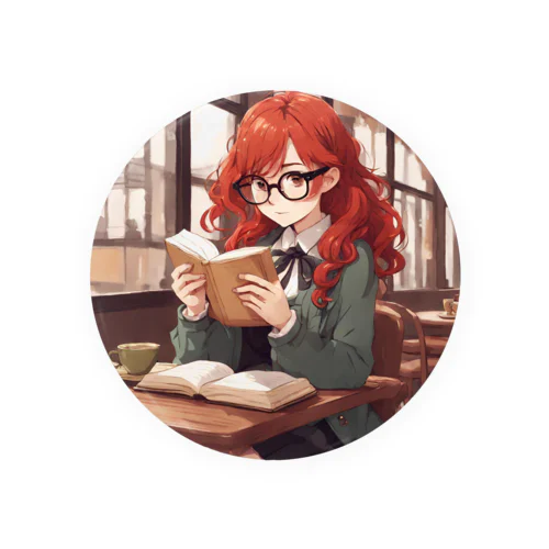 赤毛の読書メガネさん Tin Badge
