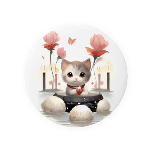 猫とお花 Tin Badge