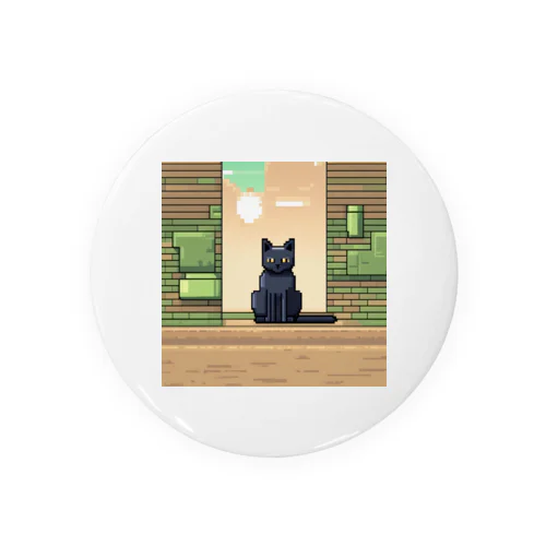 街中でたたずむ黒猫 Tin Badge