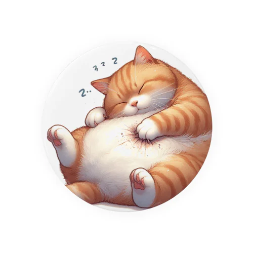イビキをかいて眠るポッチャリ猫 Tin Badge