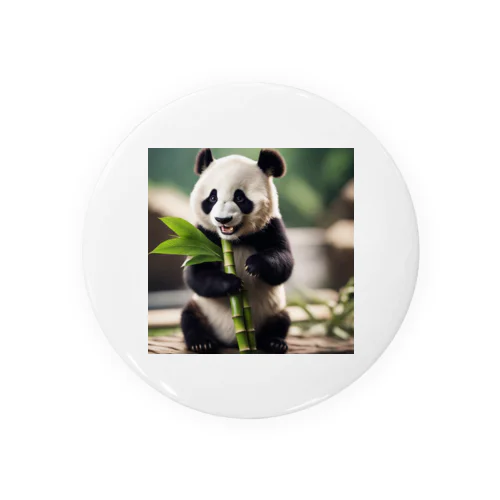 新鮮な竹を見つけて喜ぶパンダの喜び Tin Badge