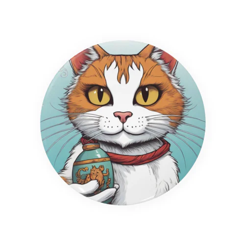 瓶持ち猫 Tin Badge