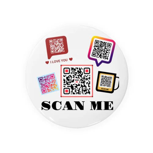 SCAN ME いっぱいのQRコード 缶バッジ