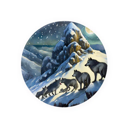 雪山のオオカミの群れ Tin Badge