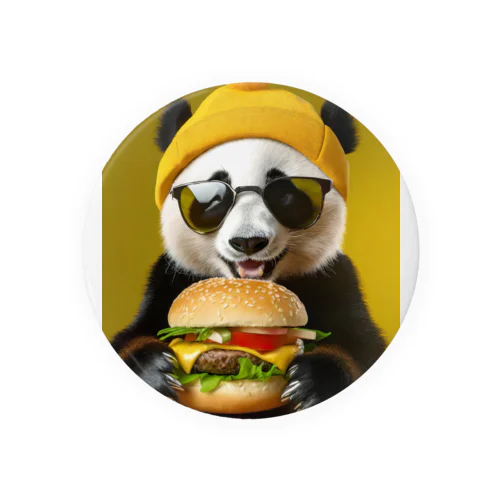 ハンバーガーを食べるパンダ Tin Badge