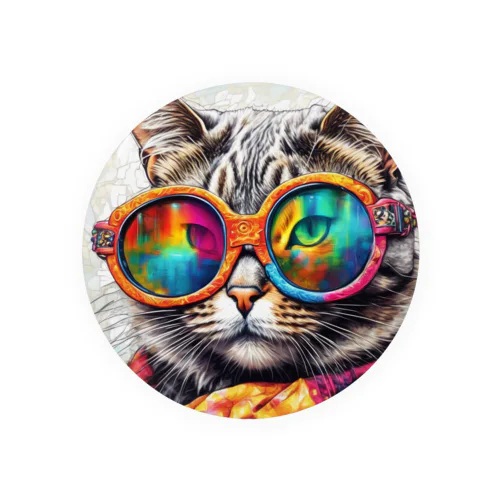 カラフルメガネをかけた猫 Tin Badge