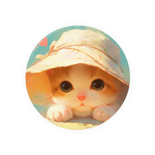 帽子をかぶった可愛い子猫 Marsa 106 缶バッジ
