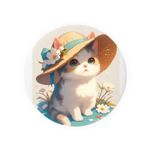 帽子をかぶった可愛い子猫 Marsa 106 Tin Badge