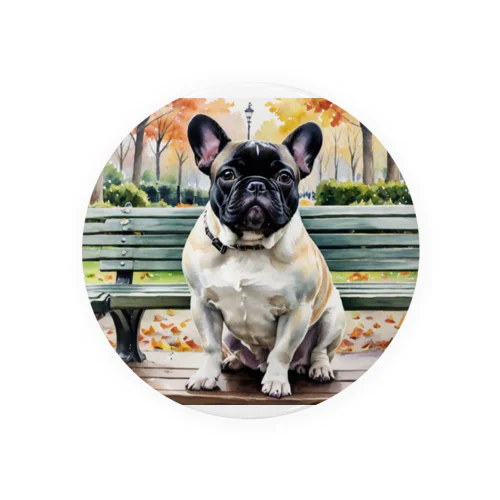 フレンチ・ブルドッグ　French Bulldog　水彩画風 Tin Badge