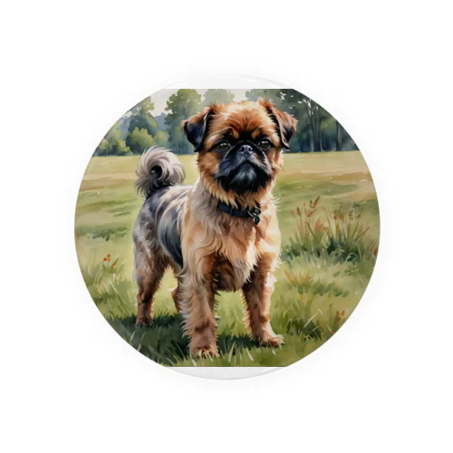 ブリュッセル・グリフォン　Brussels Griffon　水彩画風 缶バッジ