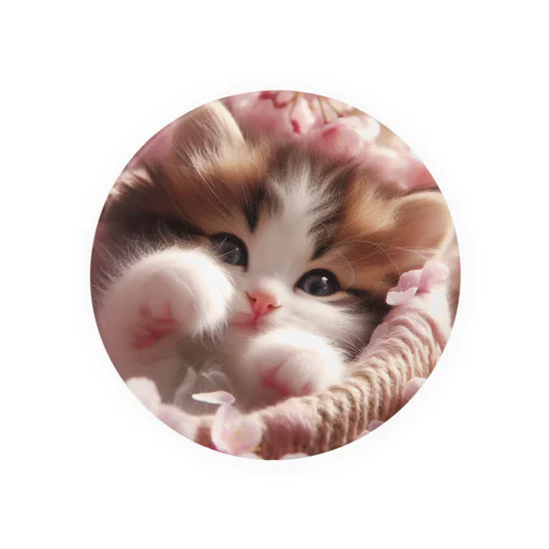 桜と子猫 Tin Badge