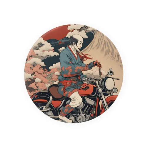 バイクに乗った浮世絵男性 Tin Badge