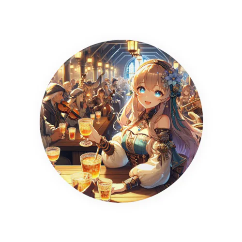 中世ファンタジー美少女の大冒険 酒場と楽器演奏 Tin Badge