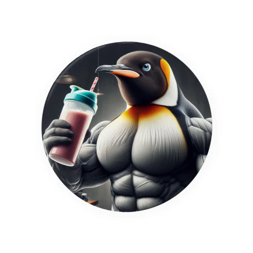 プロテインを飲むマッチョペンギン Tin Badge