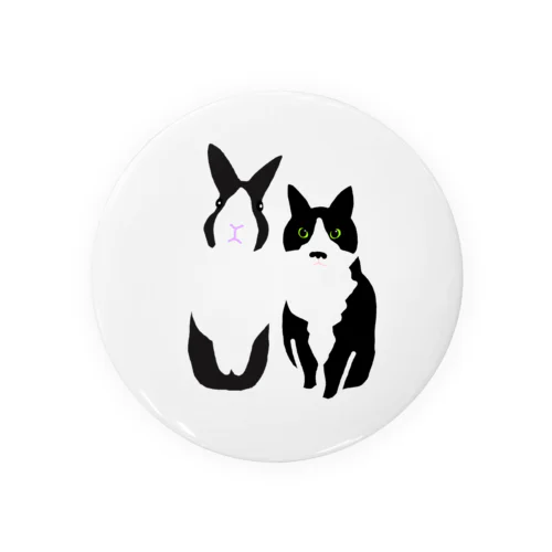 ダッチうさぎ(立)とハチワレねこ Tin Badge