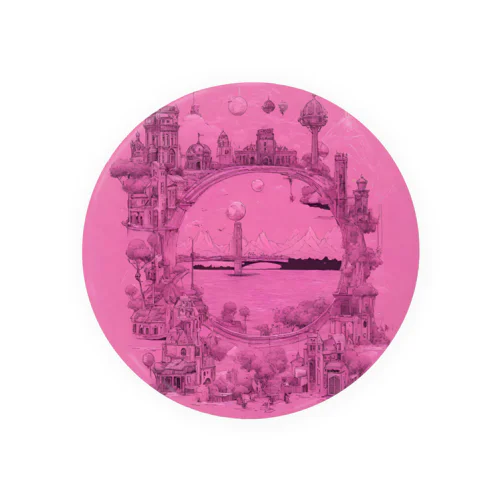 pink world Tin Badge