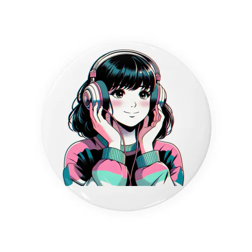 80’sヘッドフォン少女① Tin Badge