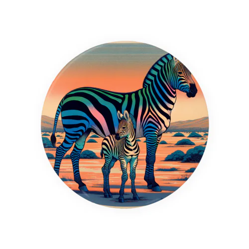 浮世絵風　シマウマ（偉大な野生動物）"Ukiyo-e Style Zebra (Majestic Wild Animal)" "浮世绘风格的斑马（伟大的野生动物）" Tin Badge