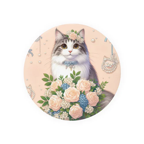 猫と薔薇　パールver. Tin Badge