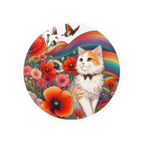 猫とポピー Tin Badge