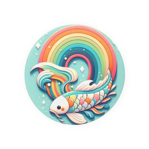 虹の海を泳ぐコイちゃん Tin Badge