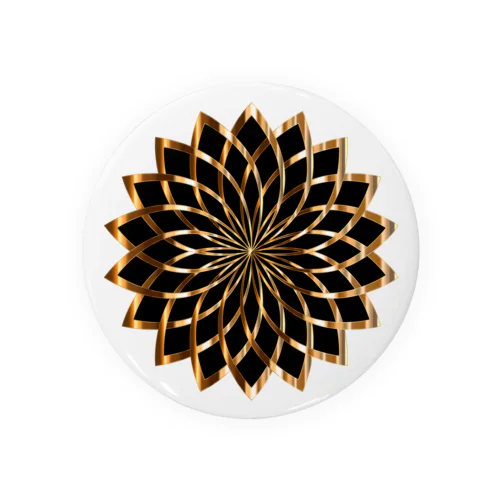ブラック・ゴールド フラワー BLACK・GOLD Flower Tin Badge