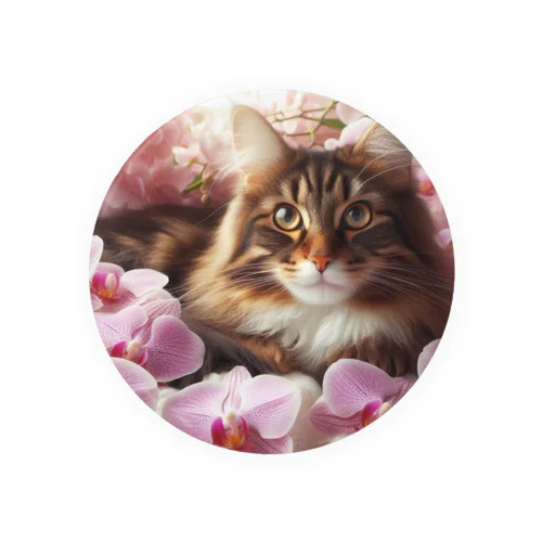 猫と胡蝶蘭 Tin Badge