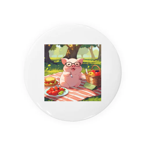 かわいい豚とピクニック Tin Badge