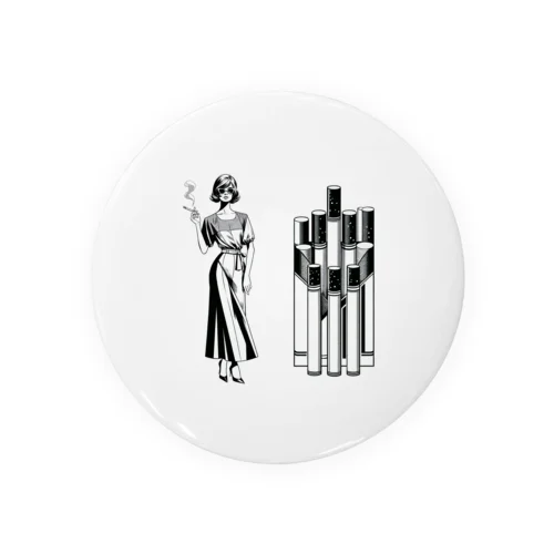 美女とタバコ Tin Badge