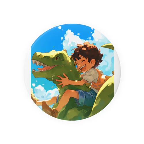 恐竜と少年が楽しく遊ぶ友情　なでしこ1478 Tin Badge